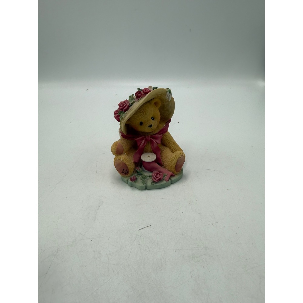 Cherished Teddies Avon Exclusive 1997 Bear in Flower Bonnet Figurine Enesco